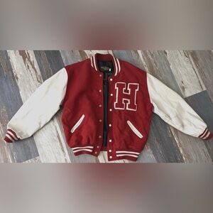 Vintage H Letterman Jacket Mens XL Red Wool Varsity Lined Embroidered Kelly 80s